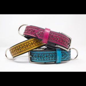 Dog Collar Hand Crafted Leather Hand Tooled Dog Collar Made in USA
